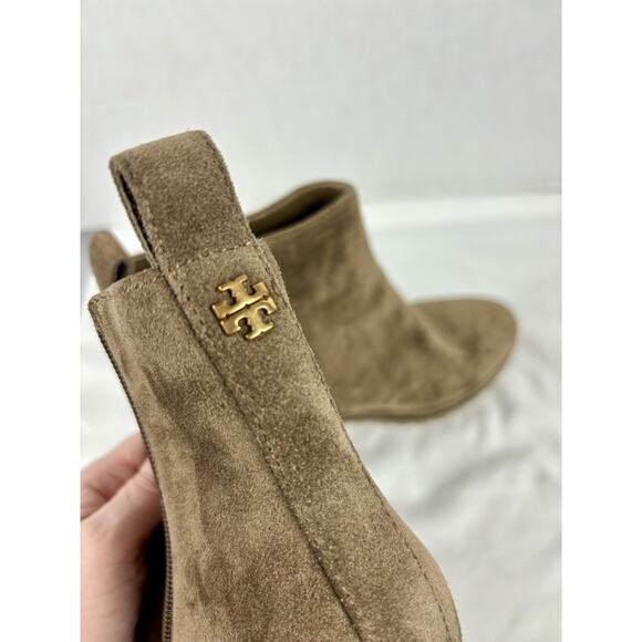 Tory Burch Wedge Boot River Rock Tan Brown Suede 8.5 M Lug Sole - Picture 8 of 11